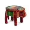 Desert Art Wooden Handpainted Red Elephant Stool 8 Inch