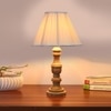 Devansh Off-White Cotton Vintage  Lamp With Wood Base (12X19)