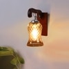 Devansh Solid Wood Electric Wall Light in Brown Colour with Lavender Shade Count of 1 Light