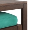 Avril Rectangular Solid Wood Coffee Table With Seats In Mango Walnut Finish and in Lagoon Green Fabric