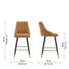 Doe Buck Upholstered Counter Height Bar Stool in Brown Colour with Gold Accents