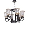 Eliante Golden Chandelier, 6 Lights, Mild Steel Frame With Glass Shades – Elegant Modern Ceiling Light