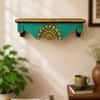 Multishade Colour Solid Wood Handcarved Vijaya Floating Wall Shelf with distres finish by DisooFashions