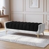 Hoslo Velvet 2 Seater Ottoman Bench in Grey & Black Color