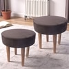 Nayla Solid Wood Stool in Grey Velvet Fabric