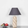 BURFORD Distress White Wood Table Lamp with Black Cotton Shade - LED Included