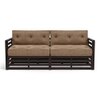 Raymond 3 Seater Wooden Sofa in American Walnut Finish & Safari Brown Colour
