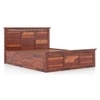 Fidora Solid Wood Queen Size Bed With Box Storage (Honey Finish)