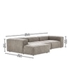 Elegantedge Wood Right Aligned 3-Seater With Upholstery Non Storage Sofas In Grey Colour