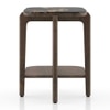 Alba Square Copa Cabana Black Stone and Solid Wood Side Table in Danish Walnut Finish
