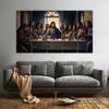 The Castle Decor Jesus Christ Supper Meal Wall Art Framed Painting 27x48 Inch