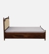 Domino Solid Wood King  Size Bed With Box Storage (Provincial Teak Finish, Beige Colour)