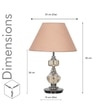 Bompton Nickel Finish Metal And Smoke Crystal Table Lamp With Beige Cotton Shade