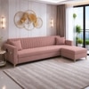 Daraco Velvet L shape 5 Seater Sofa in Peach Color