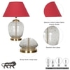 SECRET Water Droplets On Glass and Brass Finish Metal Large Table Lamp With Maroon Cotton Shade