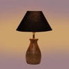 Devansh Black Cotton Table Lamp With  Wood Natural Base (10X12.5 Inches)-26