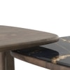 Alba Square Cluster Black Marquina Marble & Solid Wood Coffee Table In Danish Walnut Finish