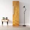 Hexa Red Wooden 1 Door Wardrobe with 2 Drawers and Hanging Space in Giant Wood Colour