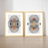 Boho Geometric Round Abstract Set of 2 Framed Posters 45x60 cm