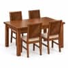 Globally Indian Vikirana Solid Sheesham Wood 4 Seater Dining Table Set 4 Chairs Beige