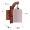 Devansh Solid Wood Electric Wall Light in Brown Colour with Grey Shade Count of 1 Light