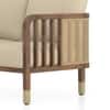 Taran 2 Seater Teak Wood Sofa in Almond Beige Fabric in Sienna Teak finish
