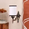 Devansh Metal Electric Wall Light in Antique Gold Colour with White & Black Shade Count of 1 Light