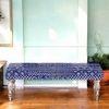 Cairo Solid Wood 2 Seater Bench In Indigo Patch Kantha Fabric