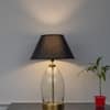 ELVORA Diamond Cut Clear Glass Table Lamp with Brass Base Black Shade