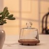 Ireka Homes Sugar Shell Acacia Wood Cake Stand with Glass Dome
