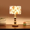 Devansh Multicolor Cotton Table Lamp With  Wood Natural Base (7X7X15.5 Inches)-14