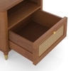 Fiji Solid Wood and Cane Bedside Table in Amber Walnut Finish