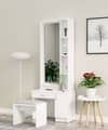Hexa Red Wooden Dressing Table in Frosty White Colour