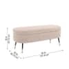 Doe Buck Luxury Boucle Storage Bench in Beige Colour with Gold Tipped Legs