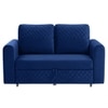 Baruna 2 Seater Velvet Pull Out Sofa Cum Bed with Storage In Blue Color