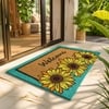 Luxe Home 100% Natural Coir Doormat Welcome Floral Print Design (71x45cm)