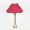 Hatton hand crafted Solid wood distress white finish table lamp With Maroon Cotton Shade