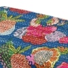 Camilla Solid Wood 2 Seater Bench In Fruit Print Blue Ethnic Kantha Fabric