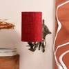 Devansh Metal Electric Wall Light in Antique Gold Colour with Maroon Shade Count of 1 Light