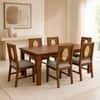 Globally Indian Bastien Solid Sheesham Wood 6 Seater Dining Table Set 6 Chairs Grey