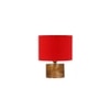Cordelia Red cotton table lamp with Natural Wood Base