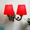 Devansh Metal Electric Wall Light in Antique Gold Colour with Red Shade Count of 2 Lights
