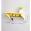 Wooden Wall Shelf with 3 Key Hooks in Yellow Colour