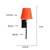 Devansh Metal Electric Wall Light in Black Colour with Orange Shade Count of 1 Light