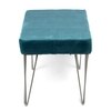 Velas Sheesham Wood Accent 2 Seater Bench With Metal Legs In Turquoise Sea Velvet