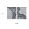 Abstract Gray Wave Wool Silk Wall Art 2 Panel Set 4 x 2 Feet