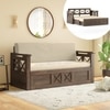 Bram 3 Seater Pull Out Sofa Cum Bed in Danish Walnut Finish with Macadamia Brown Colour