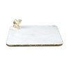 Marble Platter Square With Gold Finish Metal Piece Attachment
