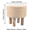 Morgan Solid Wood Pouf Stool in Ivory Sparkle Velvet Fabric