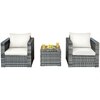 Carry Bird Wicker Patio Furniture Outdoor Balcony Chairs In Grey Mix And Beige Colour